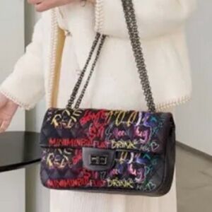 Caleesa Quilted Graffiti Bag in Black. Took tags off and used for about a week